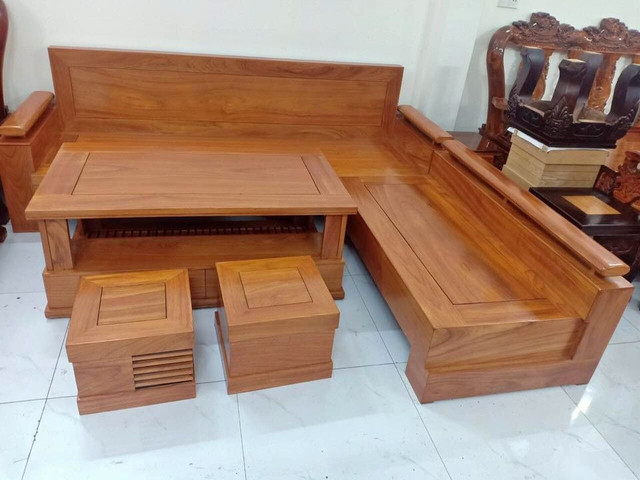 Bộ salon góc gỗ gõ đỏ kt 2mx2m3