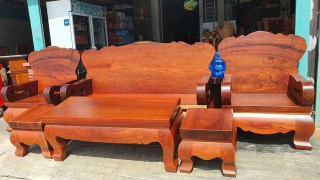 Bộ salon gỗ hương dày 6cm 6 món
